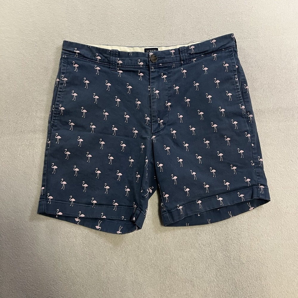 J Crew Shorts Mens 31 Blue Cotton Stretch Flamingo Chino Flat Front 6.5" Inseam